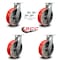 Service Caster 12 Inch Heavy Duty Red Poly on Cast Iron Caster Set with Swivel Locks, 4PK SCC-KP92S1230-PUR-RS-BSL-4 - alternate 2